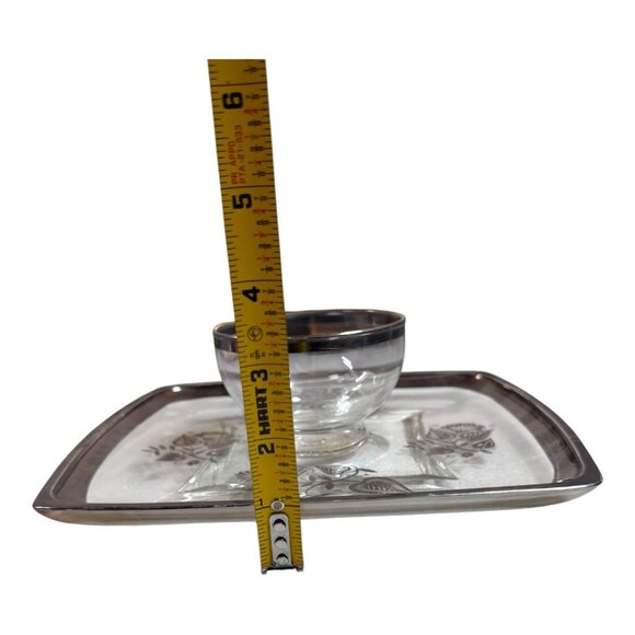 Vintage Georges Briard Glass Chip & Dip Set With Floral Design Signed Vintage - Picture 4 of 7